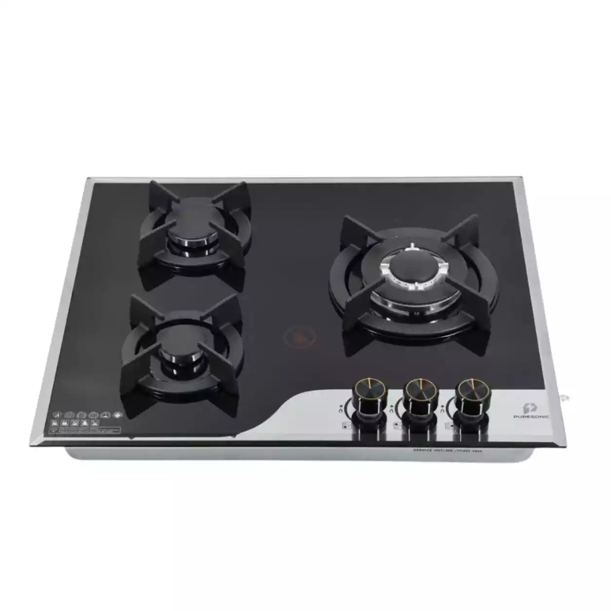 Puresonic 3-Burner Glass Top Gas Hob (PS-TG3B6080)